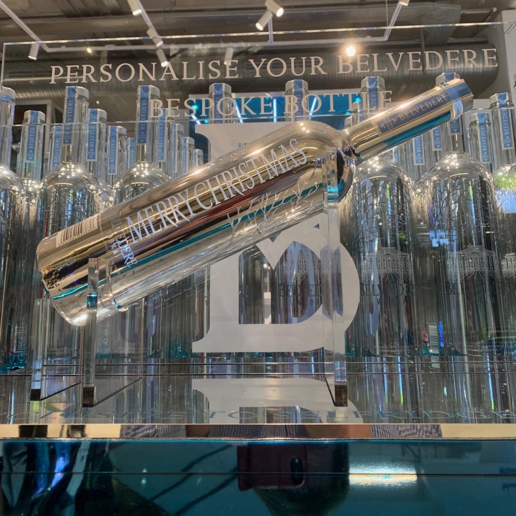 Belvedere Vodka silver sabre magnum bottle personalised with a laser engraver