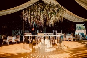 Tedstone 14 Mirror round bar in marquee for party