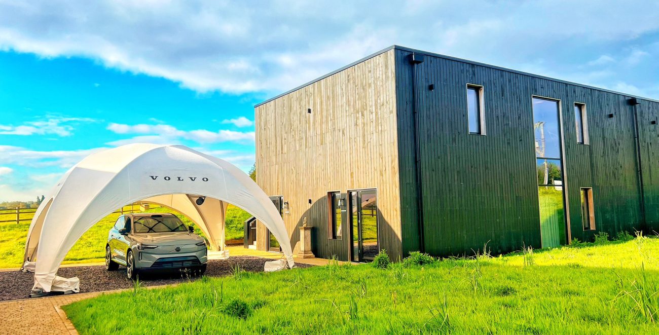 A Volvo car sits underneath an Eden Dome marquee for a brand showcase