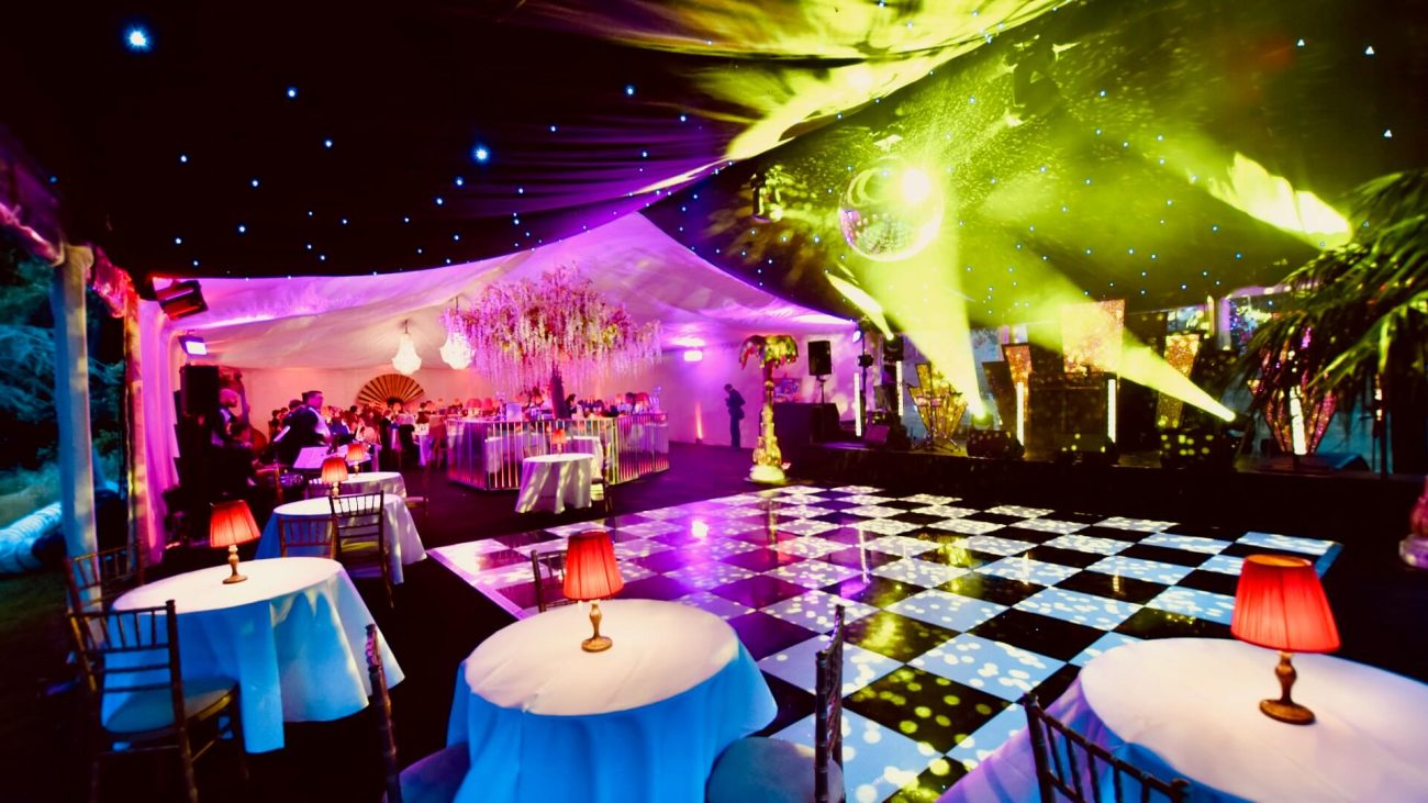 Frame Marquee with a black and white dance floor