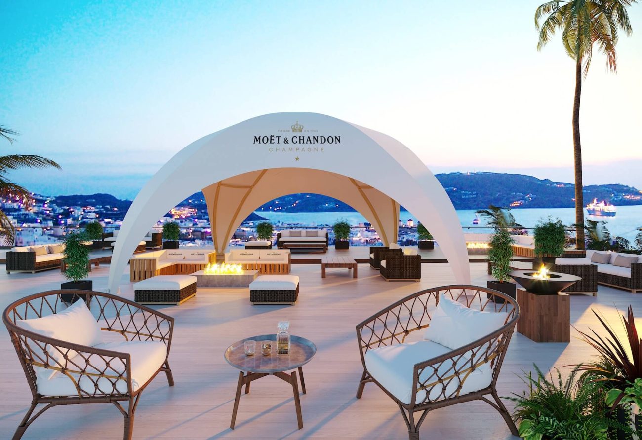 Dome marquee on a beach front